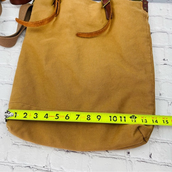 Canvas Tote Bag Men Women Messenger Crossbody Shoulder Large Bag Leather Straps - Picture 6 of 16